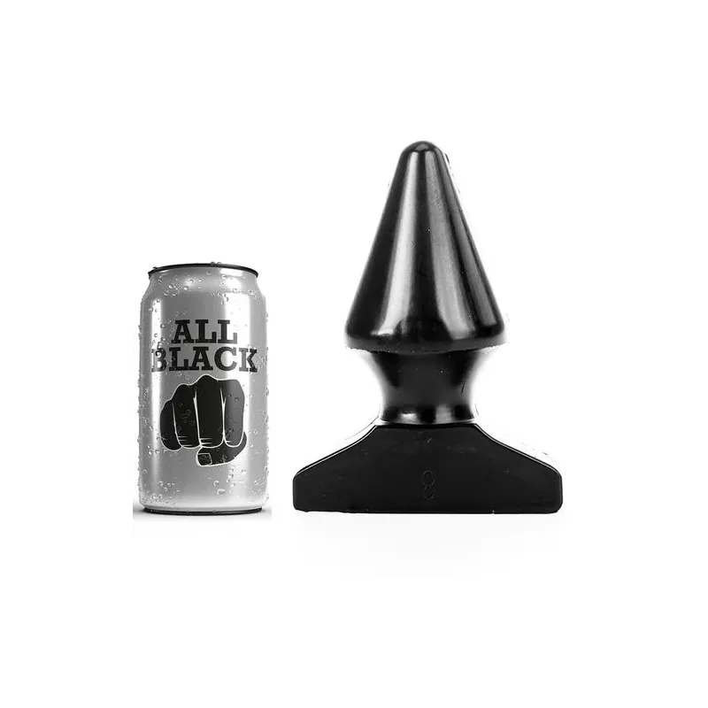 Plug anal progressif noir ALL BLACK 17 cm vue de face insérable 13 cm