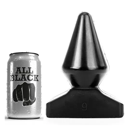 Plug anale progressivo ALL BLACK 18,5 cm in PVC nero, forma conica per stretching graduale