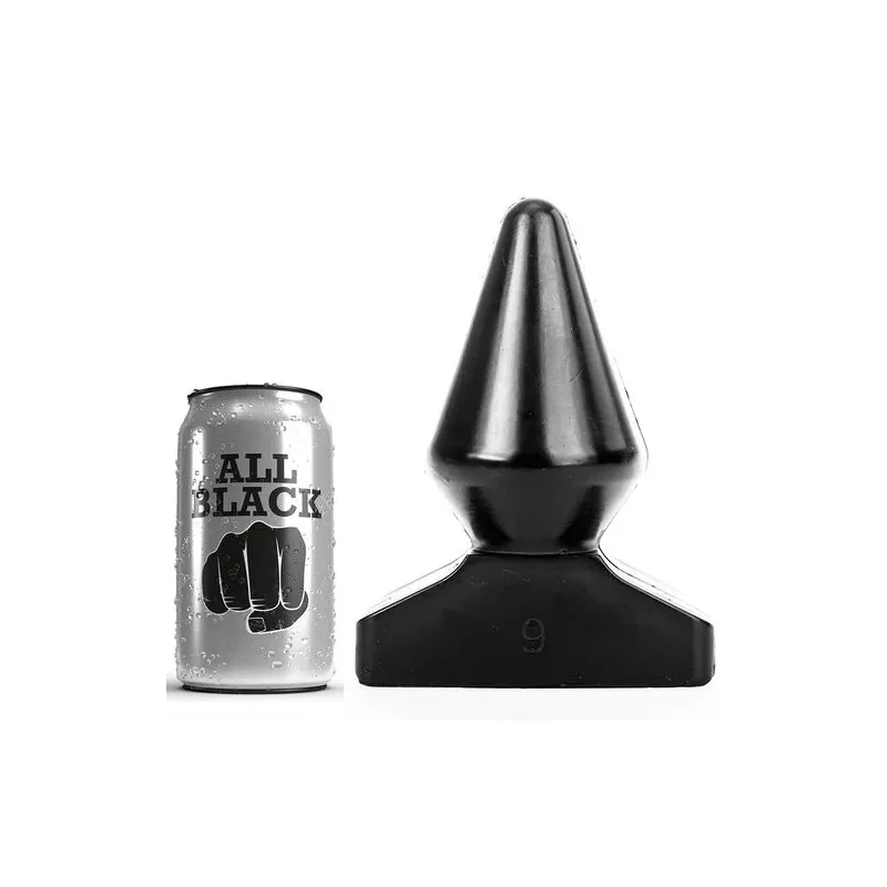 Progressive anal plug ALL BLACK 18.5 cm black PVC, tapered shape for gradual stretching