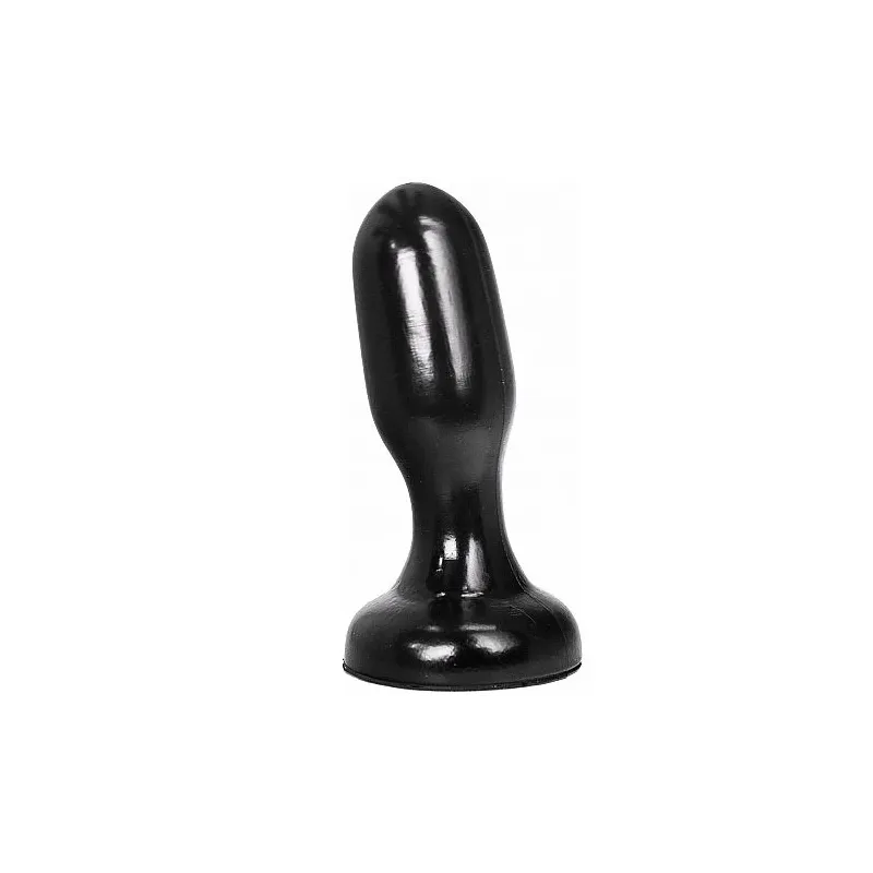 Plug anal ALL BLACK impermeabile nero PVC 19,5 cm con base larga, vista frontale