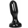 ALL BLACK waterproof black PVC butt plug 19.5 cm with wide base, front view, anal toy
