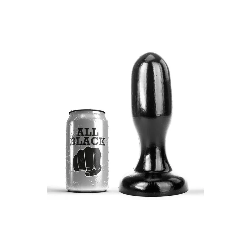 Plug anal ALL BLACK impermeable negro PVC 19,5 cm con base ancha, vista frontal del producto
