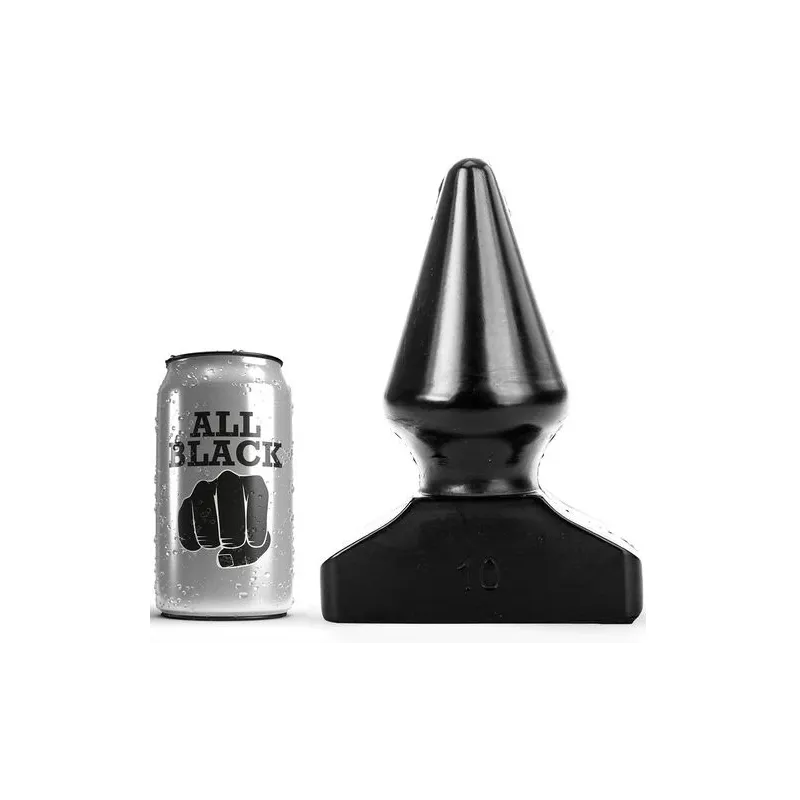 ALL BLACK plug anal progressif noir PVC forme conique 20,5 cm insertion progressive