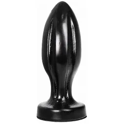 ALL BLACK plug anal en PVC noir 21 cm imperméable avec rainures – plaisir anal maximal