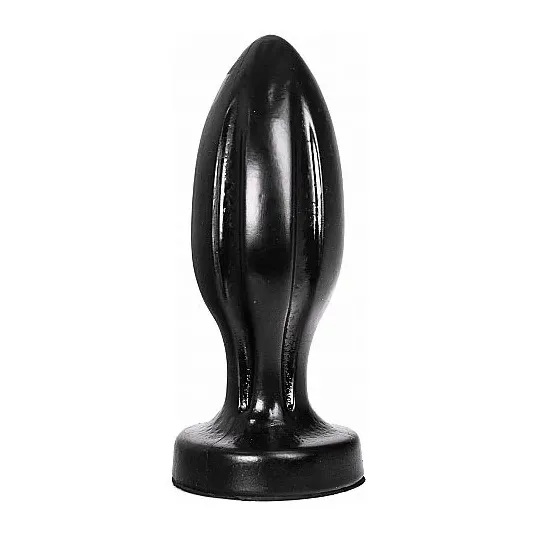 ALL BLACK plug anale nero 21 cm impermeabile in PVC con scanalature per piacere massimo