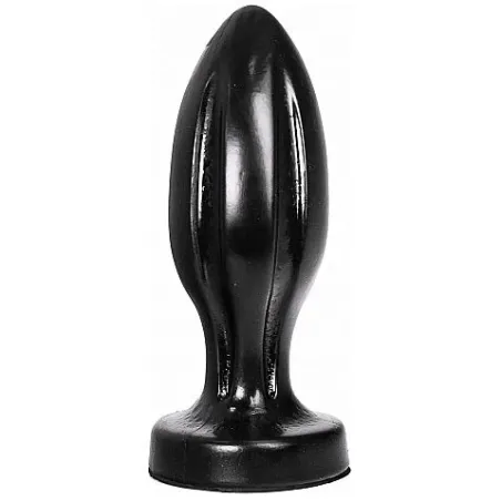 ALL BLACK tapón anal negro 21 cm impermeable de PVC con ranuras para máximo placer