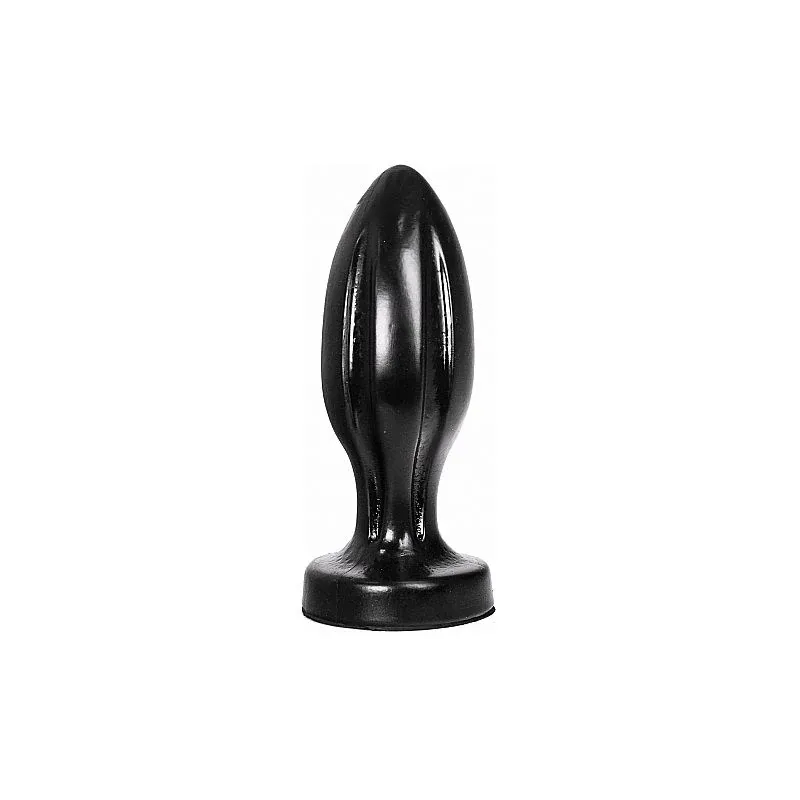 ALL BLACK plug anale nero 21 cm impermeabile in PVC con scanalature per piacere massimo