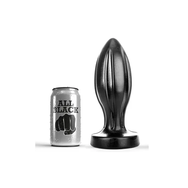 ALL BLACK Analplug schwarz 21 cm wasserdicht aus PVC mit Rillen für maximales Vergnügen