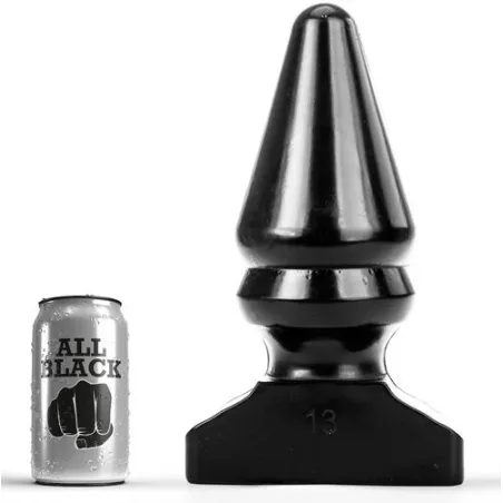 Plug anal cónico gigante ALL BLACK 28,5 cm - juguete de PVC negro