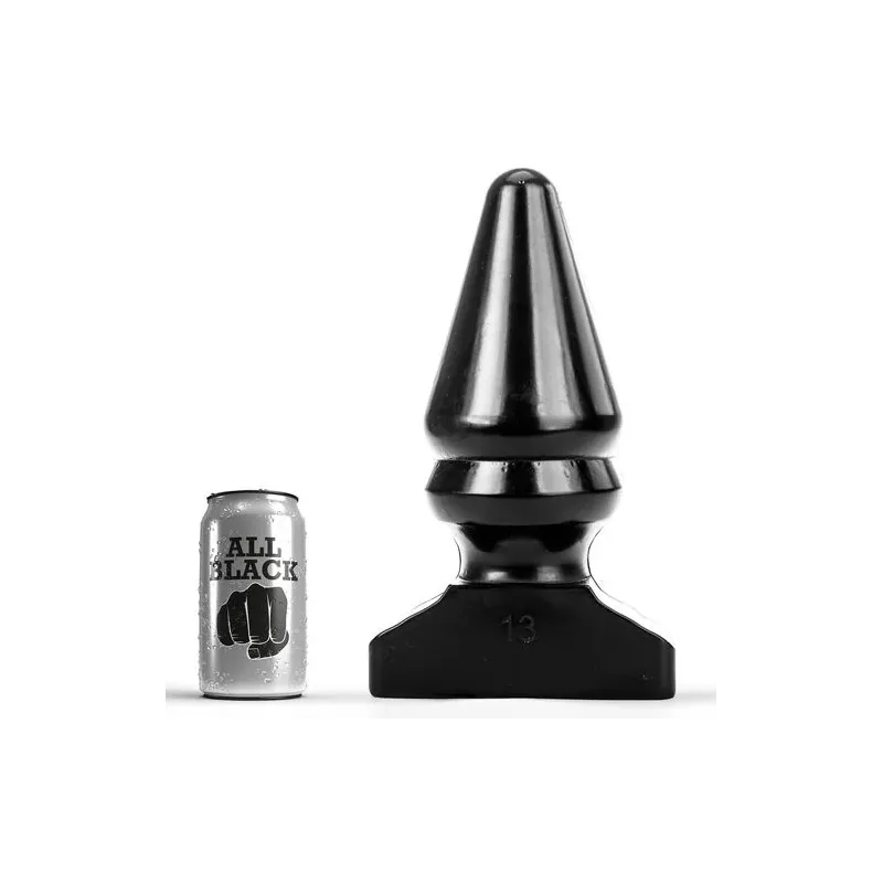 Plug anale conico gigante ALL BLACK 28,5 cm - giocattolo in PVC nero