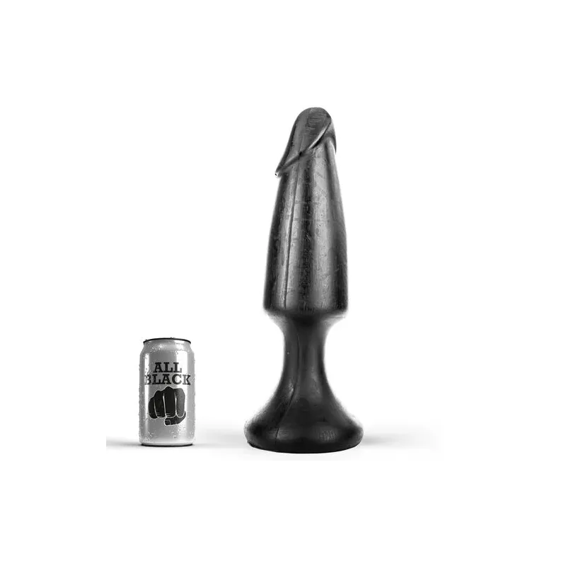 Realistic anal plug ALL BLACK black 35 cm for beginners made of PVC