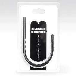 Black silicone urethral sound 6 mm by All Black, flexible insert for intimate pleasure