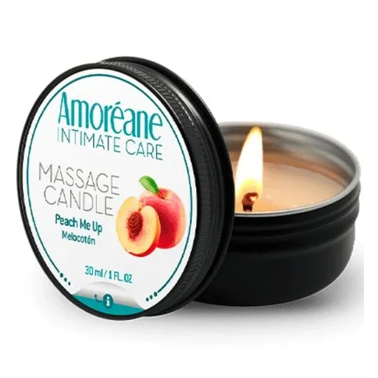 Handmade peach scented massage candle 30 ml by Amoreane - transforms into warm massage oil