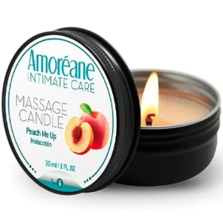 Vela de masaje artesanal con aroma a melocotón 30 ml Amoreane - se convierte en aceite caliente