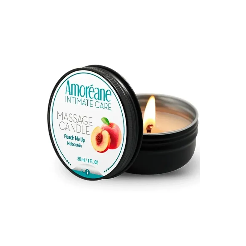 Handmade peach scented massage candle 30 ml by Amoreane - transforms into warm massage oil