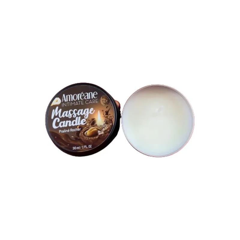 Amoreane Praliné Rocher scented massage candle 30 ml - soy wax melts into massage oil.