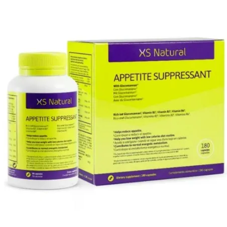 Boîte de 90 gélules coupe-faim 500 Cosmetics XS, complément alimentaire minceur, emballage blanc et vert.