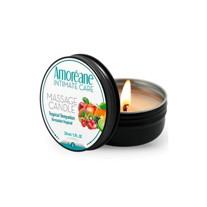 Candela da massaggio Tentation Tropicale 30 ml AMOREANE – olio profumato tropicale per massaggio sensuale.