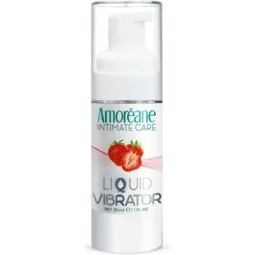 Gel vibrante sabor fresa Amoreane 30ml – Lubricante estimulante efecto vibratorio – Envase dosificador
