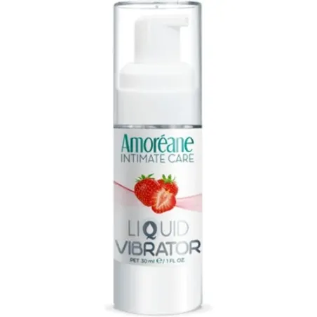 Gel vibrant saveur fraise Amoreane 30 ml – Lubrifiant stimulant à effet vibratoire pour intime – Flacon distributeur
