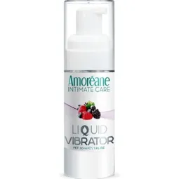 Gel stimulant vibrant Amoreane aux fruits rouges 30 ml, flacon pompe, effet vibratoire