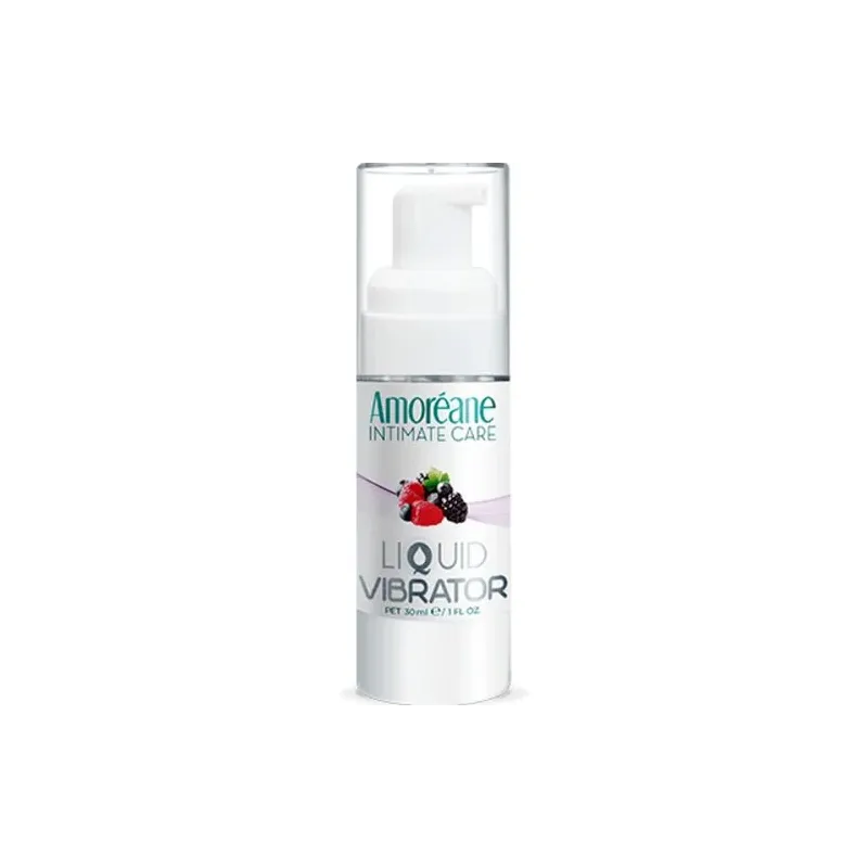 Gel stimolante vibrante Amoreane ai frutti rossi 30 ml flacone con pompetta, effetto vibratorio intenso