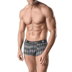 Boxer AEGIS à carreaux gris pour homme ANAIS MEN, coupe sportive avec jambes longues