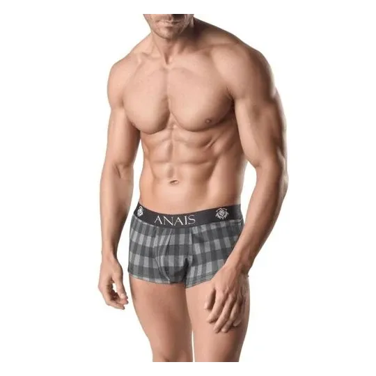Herren Boxer AEGIS Karo grau von ANAIS MEN, sportiver Schnitt mit längeren Beinen