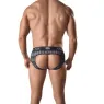 Slip jock homme à carreaux gris ANAIS MEN AEGIS, taille basse et dos dénudé, première vue avant