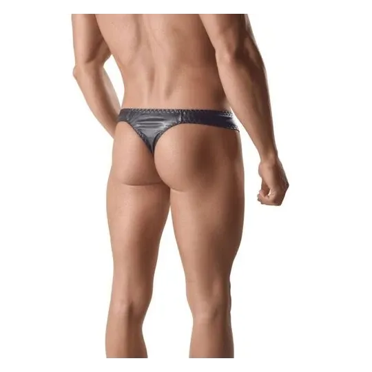 Men's black leather thong from Anais Men with comfortable perfect fit