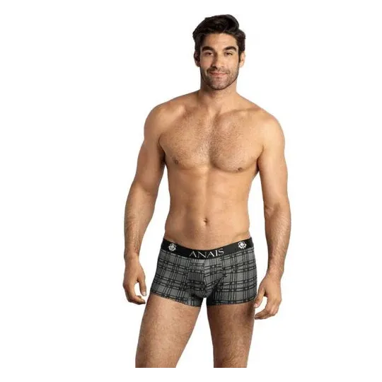 Boxer hombre microfibra cuadros negro gris blanco Anais Men, ajuste deportivo cintura elástica