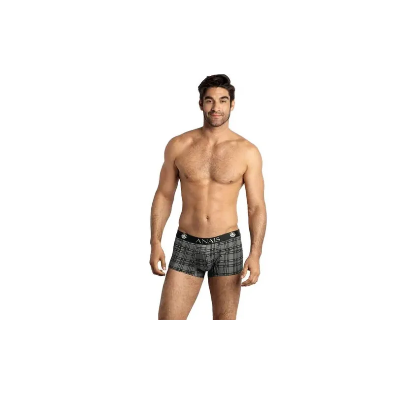 Men's microfiber checkered boxer briefs black gray white Anais Men, sporty fit elastic waistband
