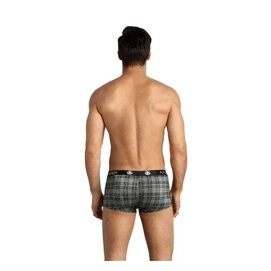 Boxer homme microfibre à carreaux noirs gris blancs Anais Men, coupe sportive taille élastique