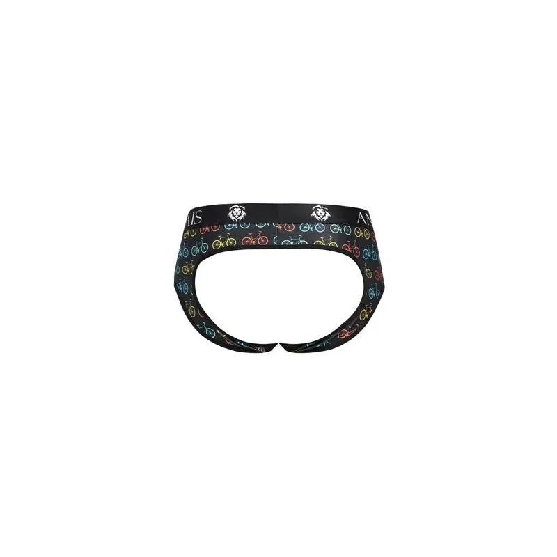 Men's open back bikini brief ANAIS MEN JOCK, bold cut jock style in polyamide elastane, front view.