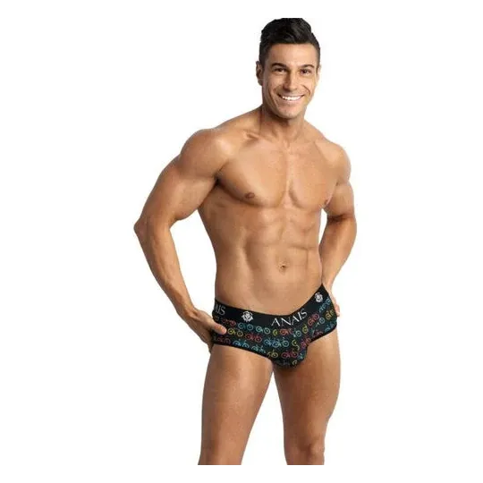 Slip de bikini homme ANAIS MEN JOCK avec fesses ouvertes, coupe audacieuse en polyamide élasthanne, vue de face.