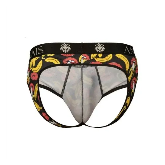 Front view of ANAIS MEN JOCK banana jockstrap with bare butt on model