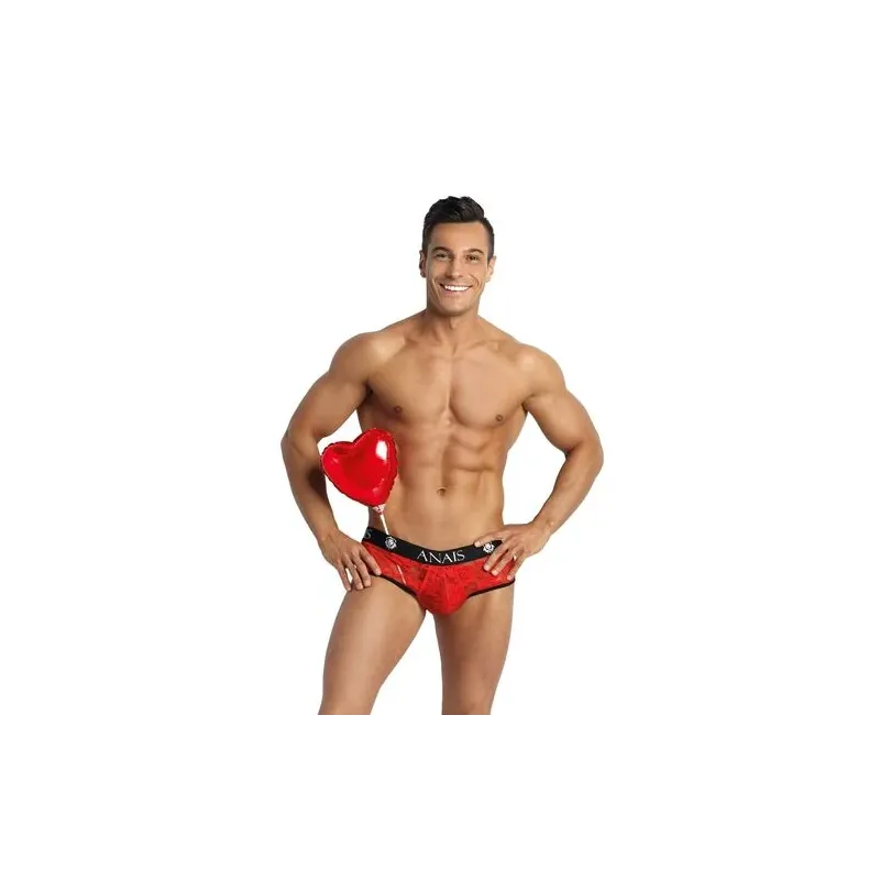 Red floral lace men's jockstrap ANAIS MEN JOCK front view XL open back