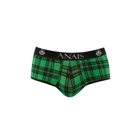 Slip jock bikini uomo Anais Men Jock in lycra a quadri verde nero, taglio sexy vita alta.