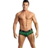 Slip jock bikini uomo Anais Men Jock in lycra a quadri verde nero, taglio sexy vita alta.