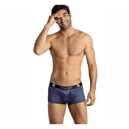 Boxer hombre Anais Men Naval en tul negro con rayas satinadas azul marino, corte deportivo