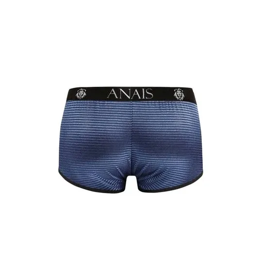 Boxer homme Anais Men Naval en tulle noir à rayures satinées bleu marine, coupe sportive