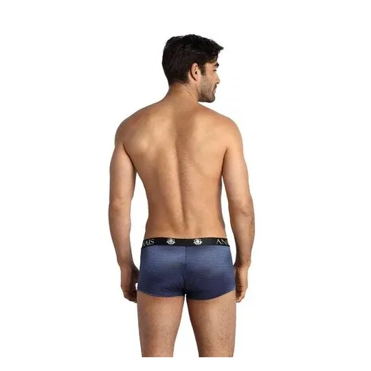 Boxer uomo Anais Men Naval in tulle nero con strisce satinate blu navy, taglio sportivo