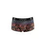 Photograph of a black tulle men's boxer with colorful palm tree print, sporty fit with long legs - ANAIS MEN