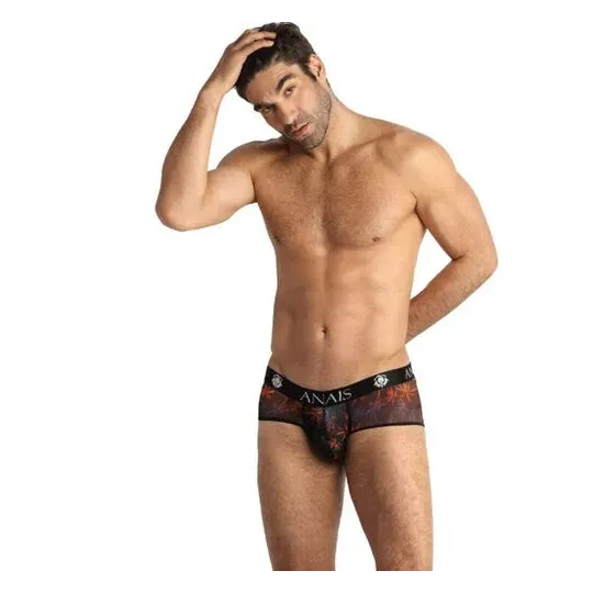 Boxer uomo in tulle nero stampa palme - Anais Men - taglio sportivo