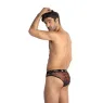Sexy Männerslip ANAIS Men aus schwarzem Tüll mit buntem Palmenprint, elastischer Bund