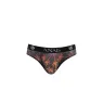 Sexy Männerslip ANAIS Men aus schwarzem Tüll mit buntem Palmenprint, elastischer Bund