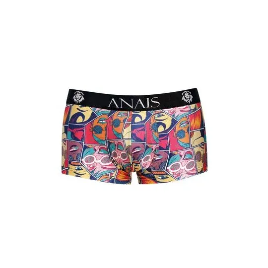 Men's boxer briefs with comic print Anais Men, soft modal fabric, sporty fit, long legs, light color.