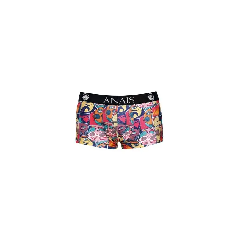 Boxer uomo stampa fumetti Anais Men, morbido modal, vestibilità sportiva, gambe lunghe, colore chiaro.