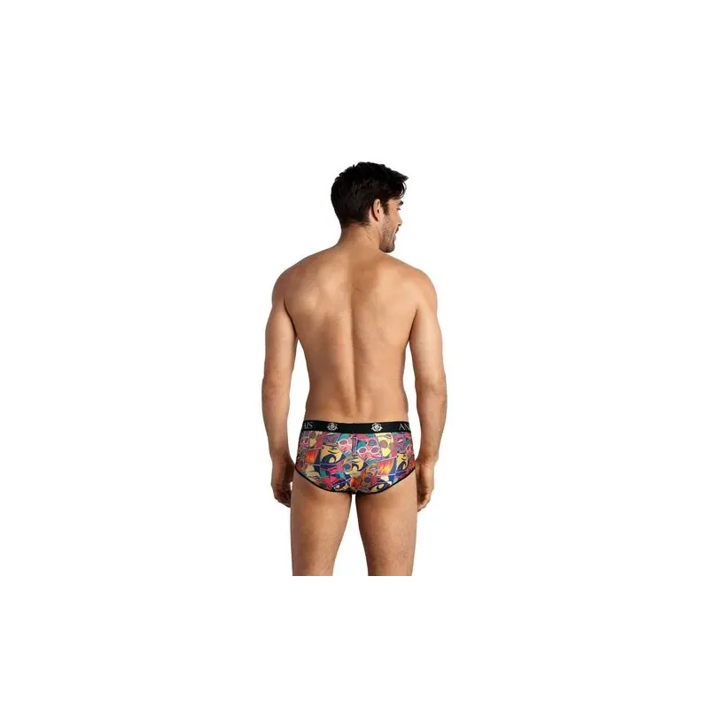 Slip cómic corte deportivo ANAIS MEN, estampado de cómic colorido, talla L, vista frontal, tejido modal suave elástico." }, "ima