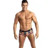 Slip de bikini ouvert homme imprimé comics blanc ANAIS MEN JOCK - vue face
